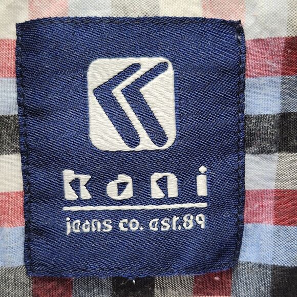 Koni Jean Co. Multi Color Plaid  Button Front Short Sleeve Shirt Size XL - Picture 6 of 13